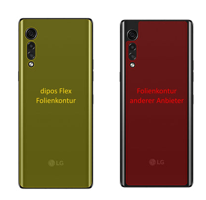 LGVelvet 5G Rückseite mit aufgebrachter dipos Displayschutzfolie, glasklare Darstellung ohne Einschränkungen
