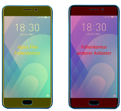 MeizuM6 Note mit aufgebrachter dipos Displayschutzfolie, glasklare Darstellung ohne Einschränkungen