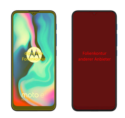 MotorolaMoto E7 Plus mit aufgebrachter dipos Displayschutzfolie, glasklare Darstellung ohne Einschränkungen