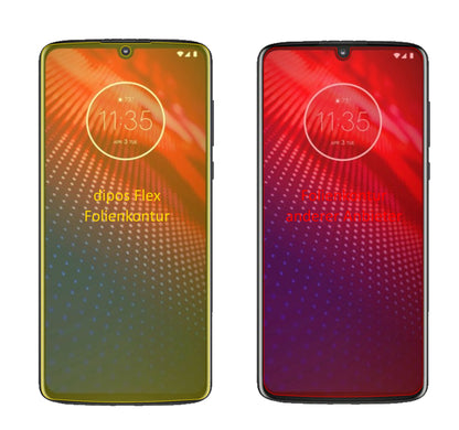 MotorolaMoto Z4 mit aufgebrachter dipos Displayschutzfolie, glasklare Darstellung ohne Einschränkungen