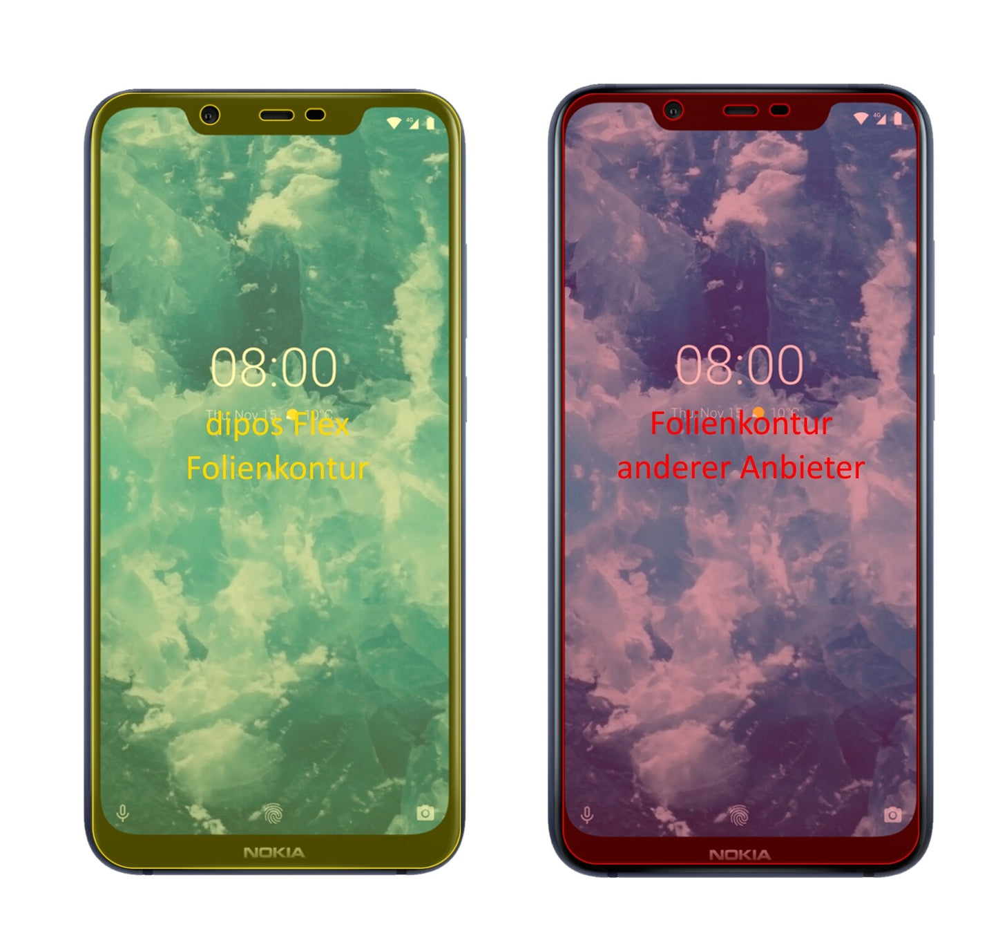 Nokia46030 mit aufgebrachter dipos Displayschutzfolie, glasklare Darstellung ohne Einschränkungen
