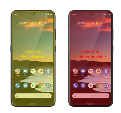 Nokia46086 mit aufgebrachter dipos Displayschutzfolie, glasklare Darstellung ohne Einschränkungen
