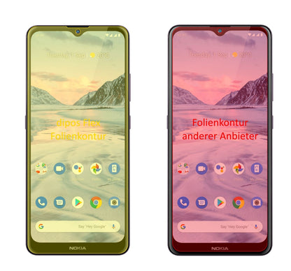 Nokia46114 mit aufgebrachter dipos Displayschutzfolie, glasklare Darstellung ohne Einschränkungen