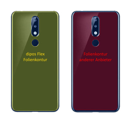 Nokia5.1 Plus Rückseite mit aufgebrachter dipos Displayschutzfolie, glasklare Darstellung ohne Einschränkungen