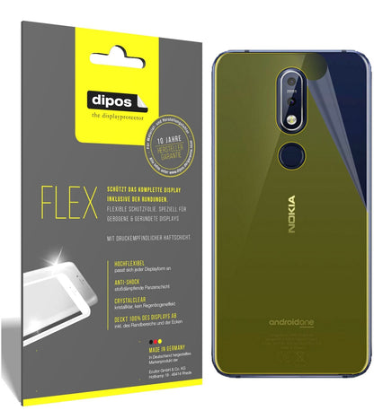 NokiaX7 (2018) Rückseite mit aufgebrachter dipos Displayschutzfolie, glasklare Darstellung ohne Einschränkungen