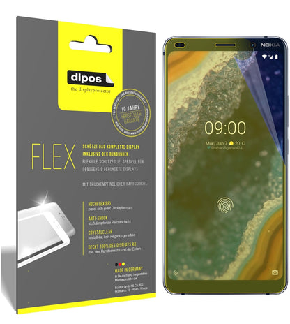 Nokia9 PureView mit aufgebrachter dipos Displayschutzfolie, glasklare Darstellung ohne Einschränkungen