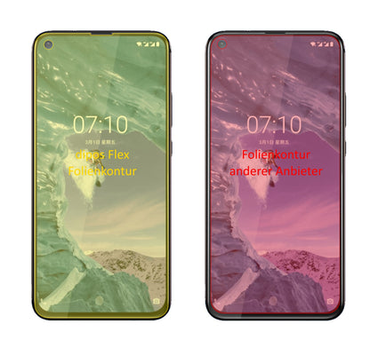 NokiaX71 mit aufgebrachter dipos Displayschutzfolie, glasklare Darstellung ohne Einschränkungen