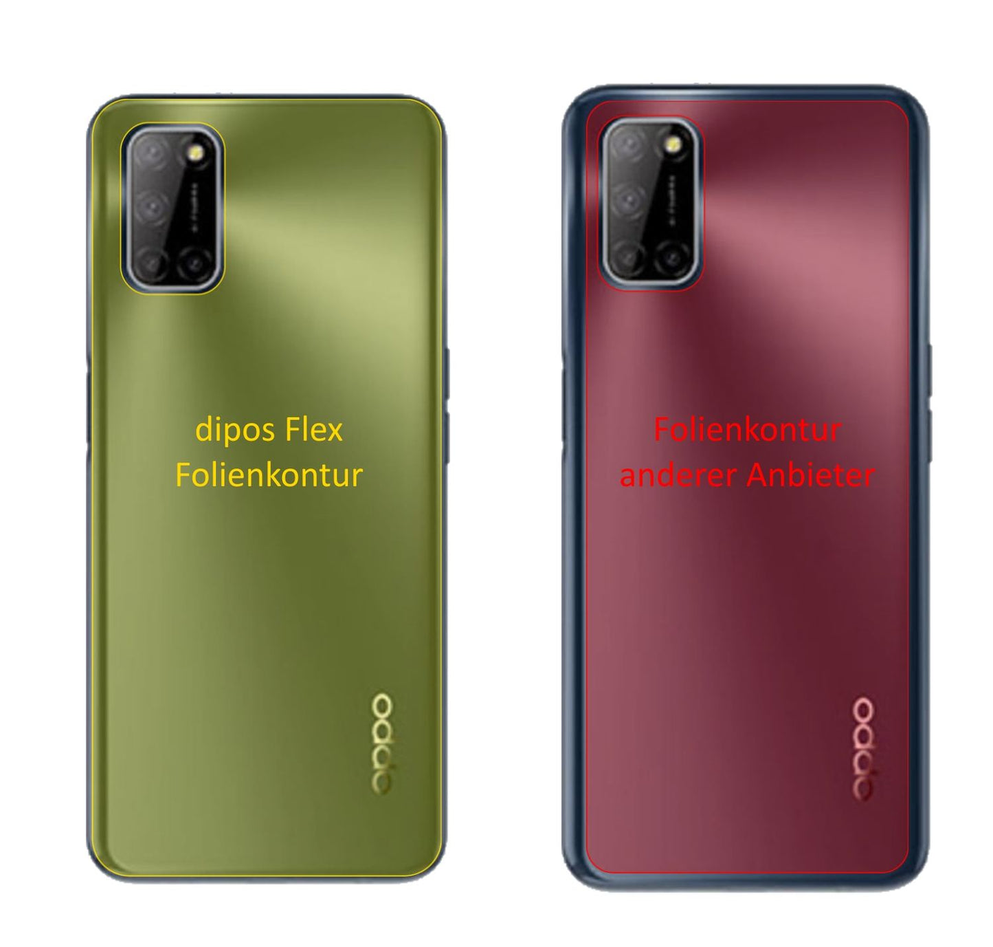 OppoA52 Rückseite mit aufgebrachter dipos Displayschutzfolie, glasklare Darstellung ohne Einschränkungen