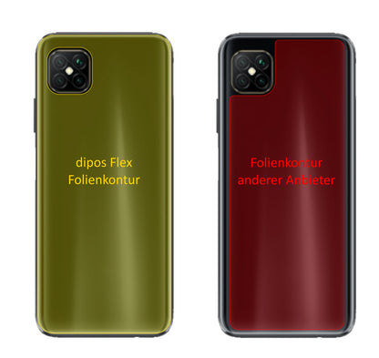 OppoA92s Rückseite mit aufgebrachter dipos Displayschutzfolie, glasklare Darstellung ohne Einschränkungen