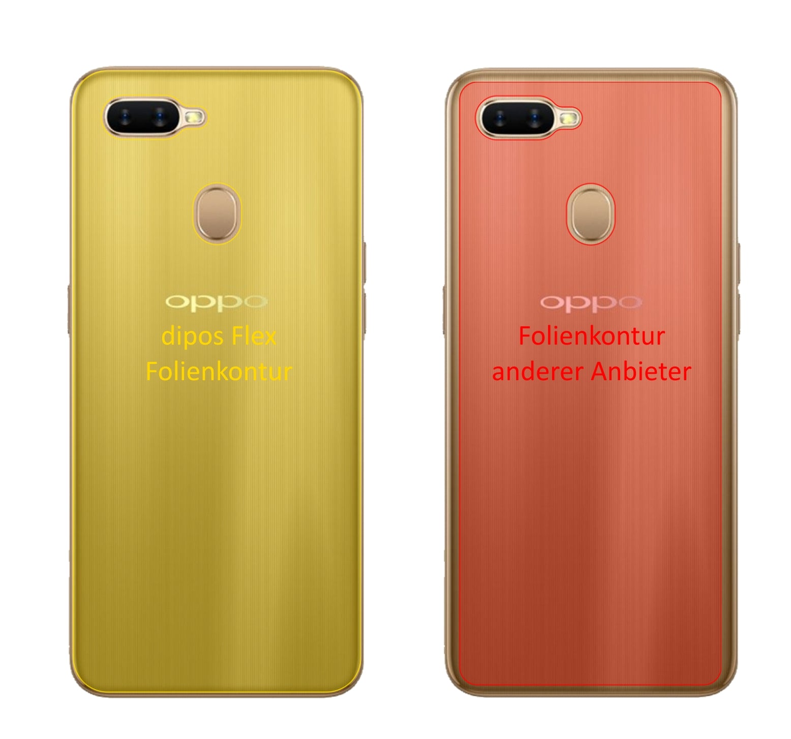 OppoAX7 Pro Rückseite mit aufgebrachter dipos Displayschutzfolie, glasklare Darstellung ohne Einschränkungen