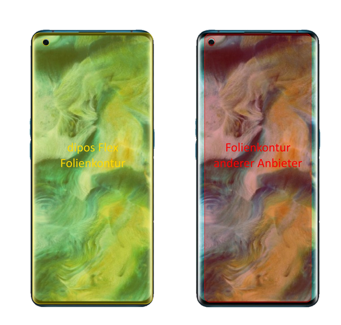 OppoFind X2 Pro mit aufgebrachter dipos Displayschutzfolie, glasklare Darstellung ohne Einschränkungen