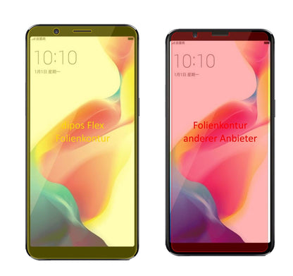 OppoR11s Plus mit aufgebrachter dipos Displayschutzfolie, glasklare Darstellung ohne Einschränkungen