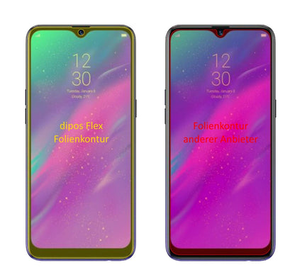 OppoRealme 3 Pro mit aufgebrachter dipos Displayschutzfolie, glasklare Darstellung ohne Einschränkungen
