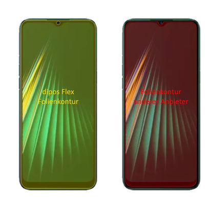 OppoRealme 5i mit aufgebrachter dipos Displayschutzfolie, glasklare Darstellung ohne Einschränkungen