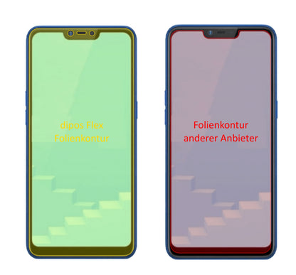 OppoRealme C1 (2019) mit aufgebrachter dipos Displayschutzfolie, glasklare Darstellung ohne Einschränkungen