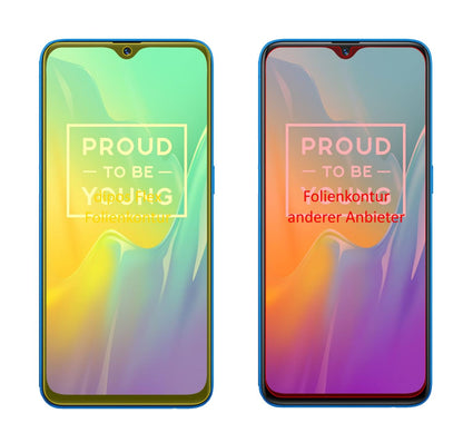 OppoRealme U1 mit aufgebrachter dipos Displayschutzfolie, glasklare Darstellung ohne Einschränkungen
