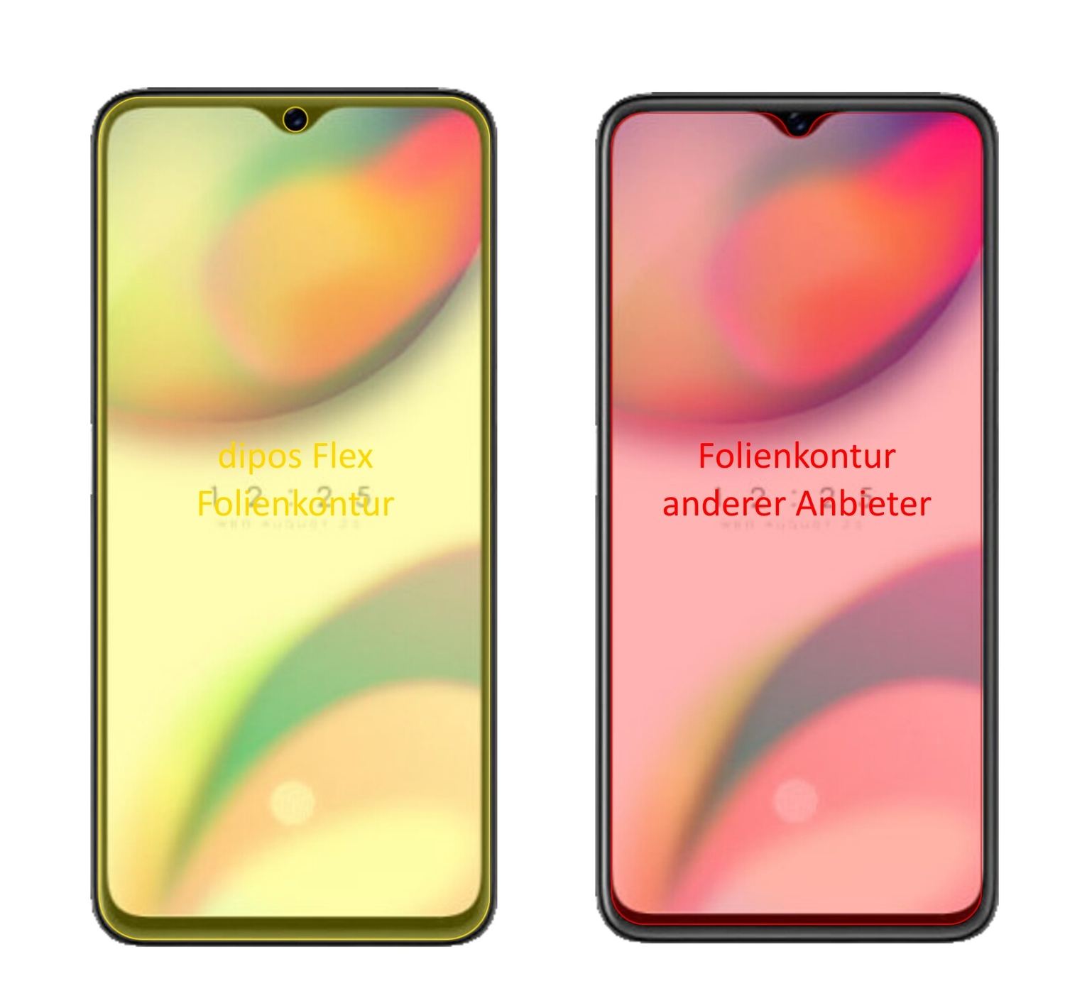 OppoReno Z mit aufgebrachter dipos Displayschutzfolie, glasklare Darstellung ohne Einschränkungen