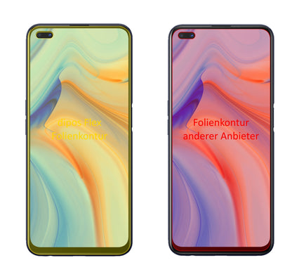 OppoReno4 Z 5G mit aufgebrachter dipos Displayschutzfolie, glasklare Darstellung ohne Einschränkungen