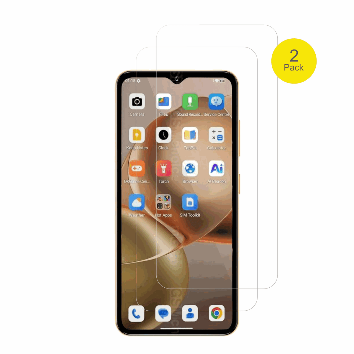 OukitelC17 mit aufgebrachter dipos Displayschutzfolie, glasklare Darstellung ohne Einschr�nkungen