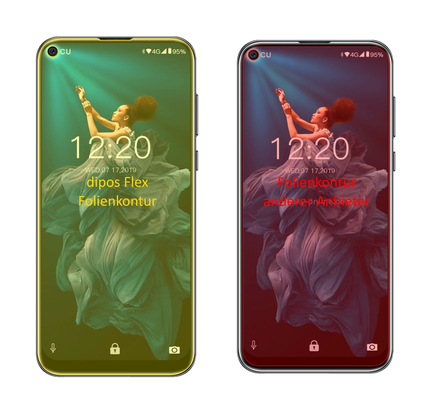 OukitelC17 Pro mit aufgebrachter dipos Displayschutzfolie, glasklare Darstellung ohne Einschränkungen