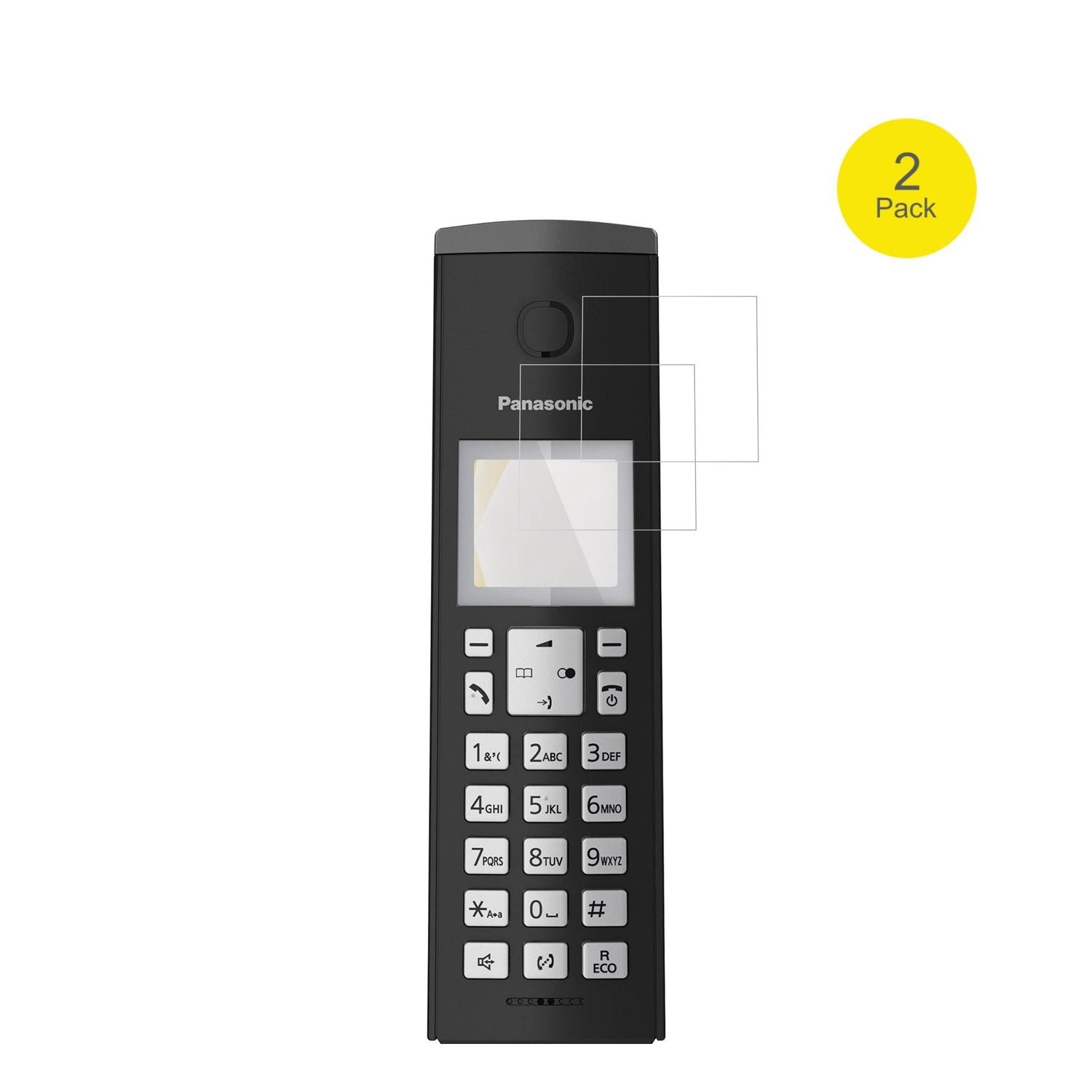 PanasonicKX-TGK220 mit aufgebrachter dipos Displayschutzfolie, glasklare Darstellung ohne Einschränkungen