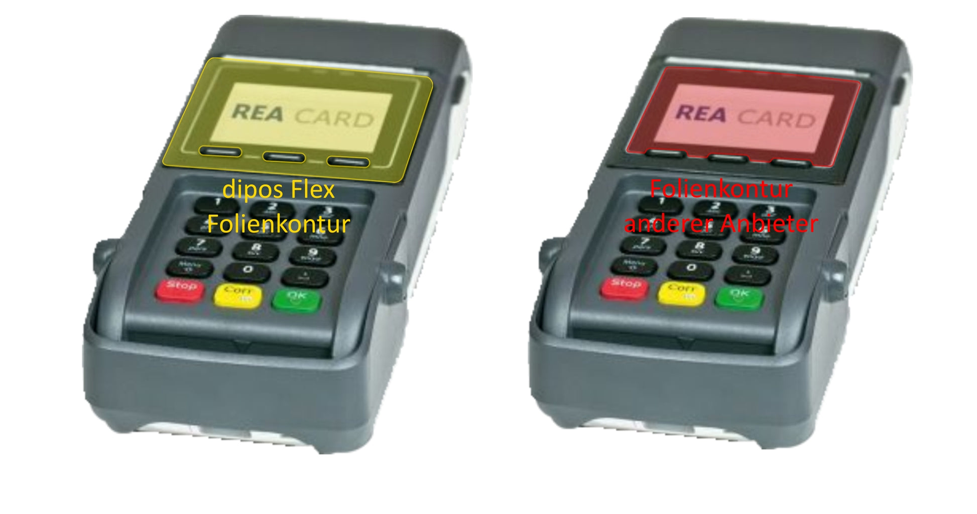 REA CARDT7 flex mit aufgebrachter dipos Displayschutzfolie, glasklare Darstellung ohne Einschränkungen