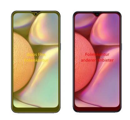 SamsungGalaxy A10s mit aufgebrachter dipos Displayschutzfolie, glasklare Darstellung ohne Einschränkungen