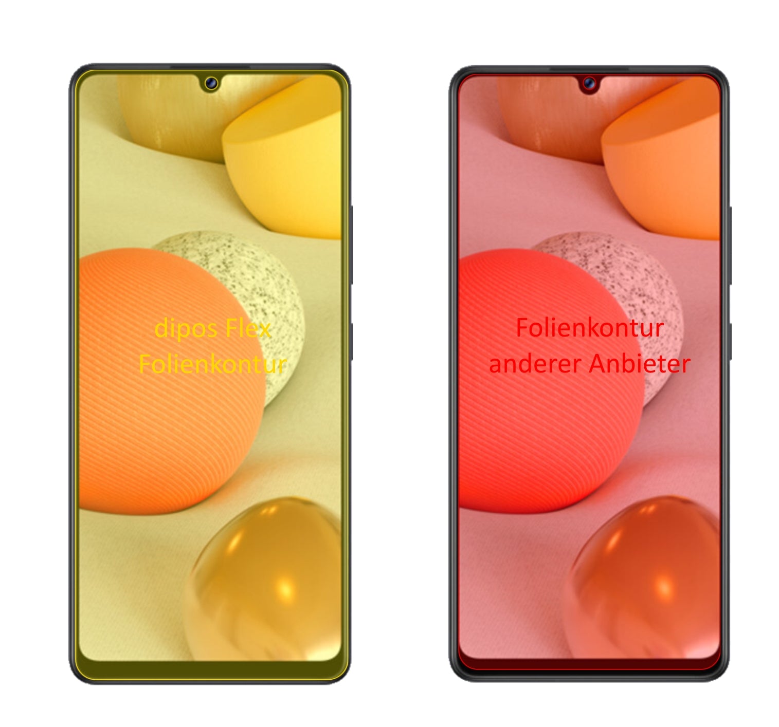SamsungGalaxy A42 5G mit aufgebrachter dipos Displayschutzfolie, glasklare Darstellung ohne Einschränkungen