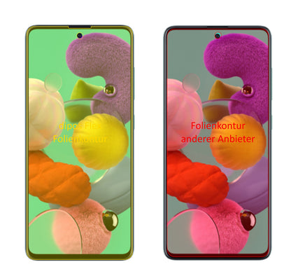 SamsungGalaxy A51 mit aufgebrachter dipos Displayschutzfolie, glasklare Darstellung ohne Einschränkungen