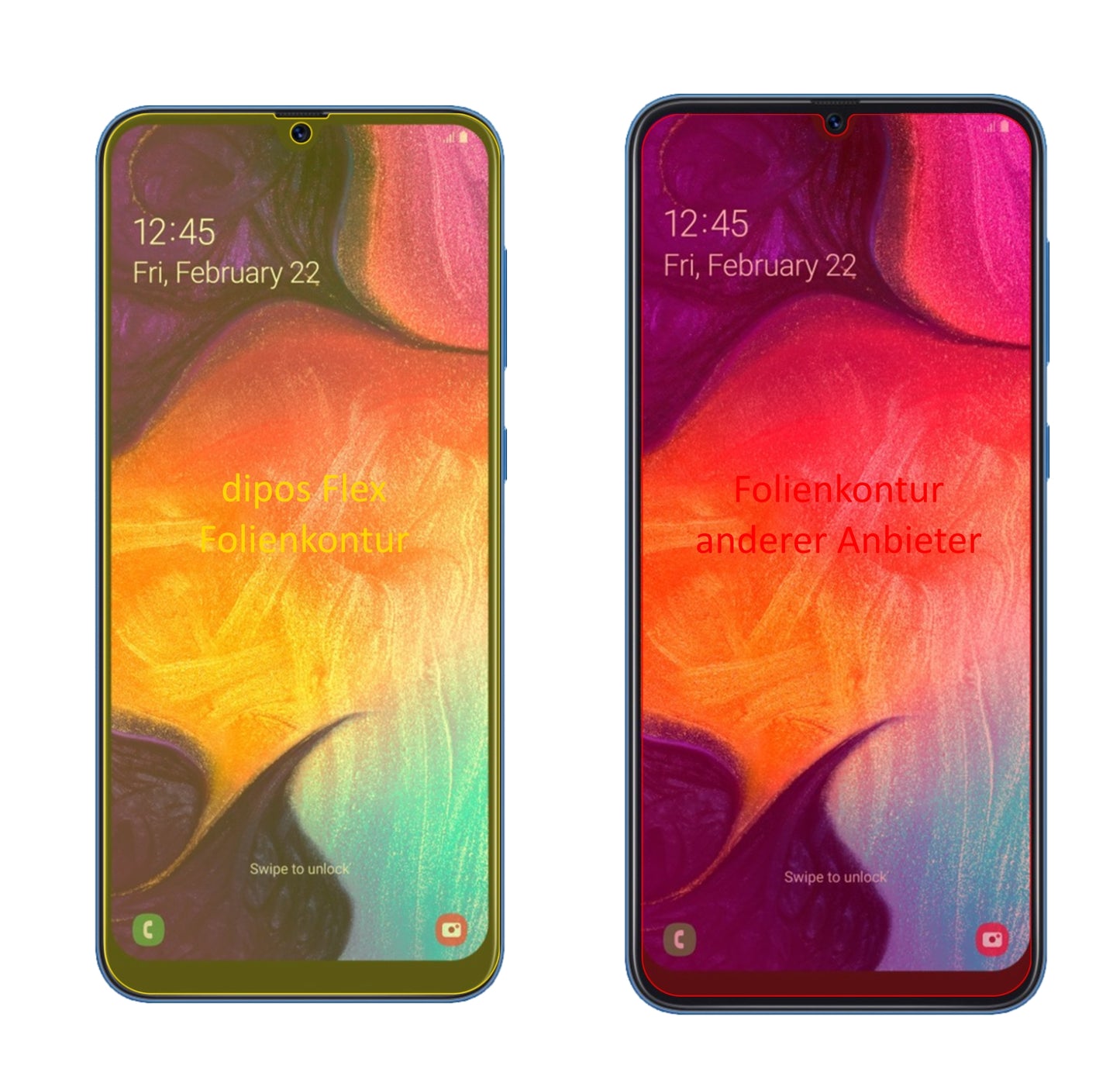 SamsungGalaxy A90 mit aufgebrachter dipos Displayschutzfolie, glasklare Darstellung ohne Einschränkungen