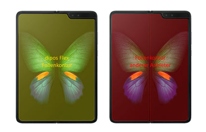 SamsungGalaxy Fold mit aufgebrachter dipos Displayschutzfolie, glasklare Darstellung ohne Einschränkungen