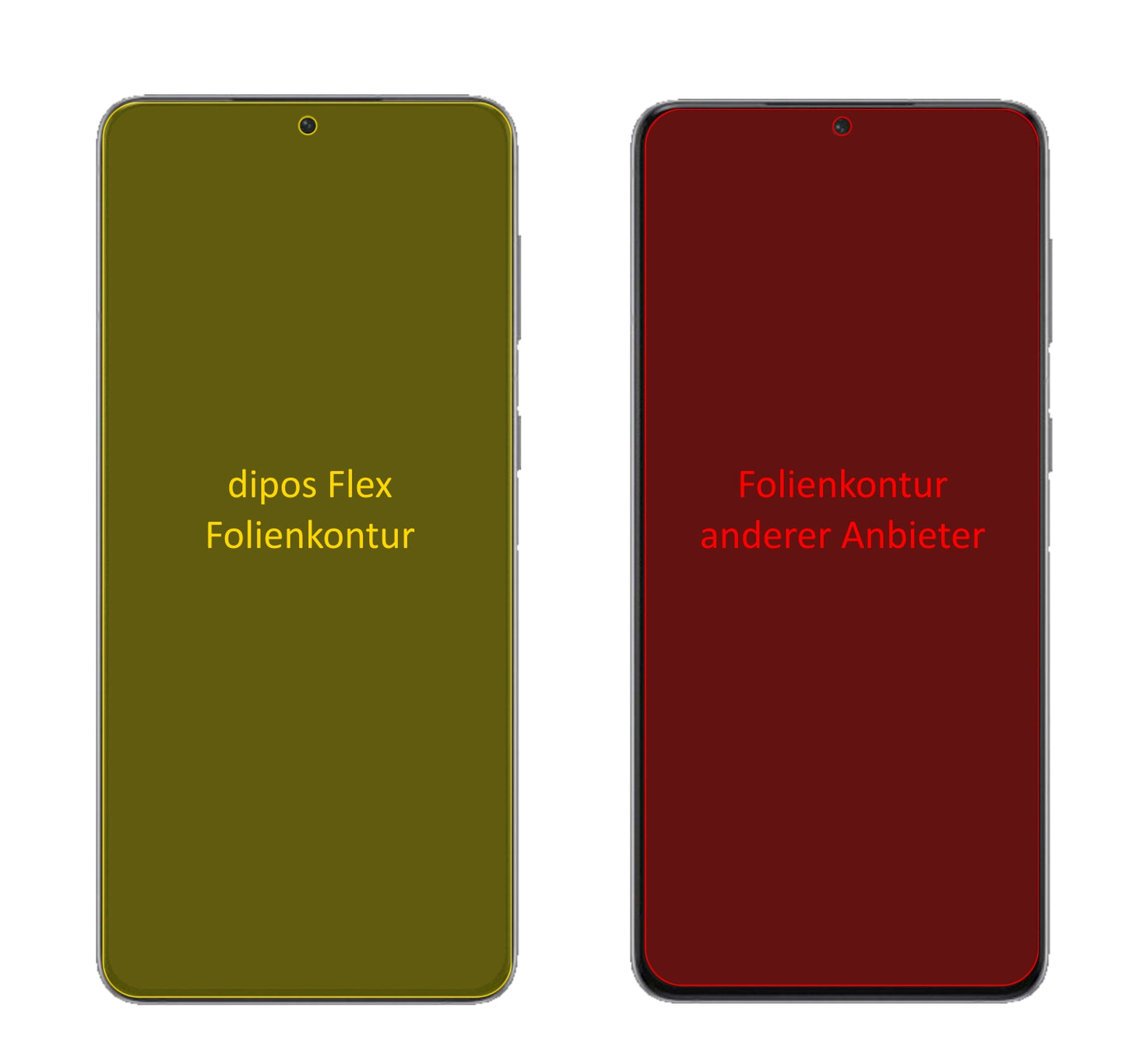 SamsungGalaxy S21 Plus mit aufgebrachter dipos Displayschutzfolie, glasklare Darstellung ohne Einschränkungen