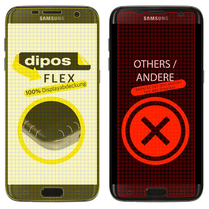 SamsungGalaxy S6 Edge mit aufgebrachter dipos Displayschutzfolie, glasklare Darstellung ohne Einschränkungen