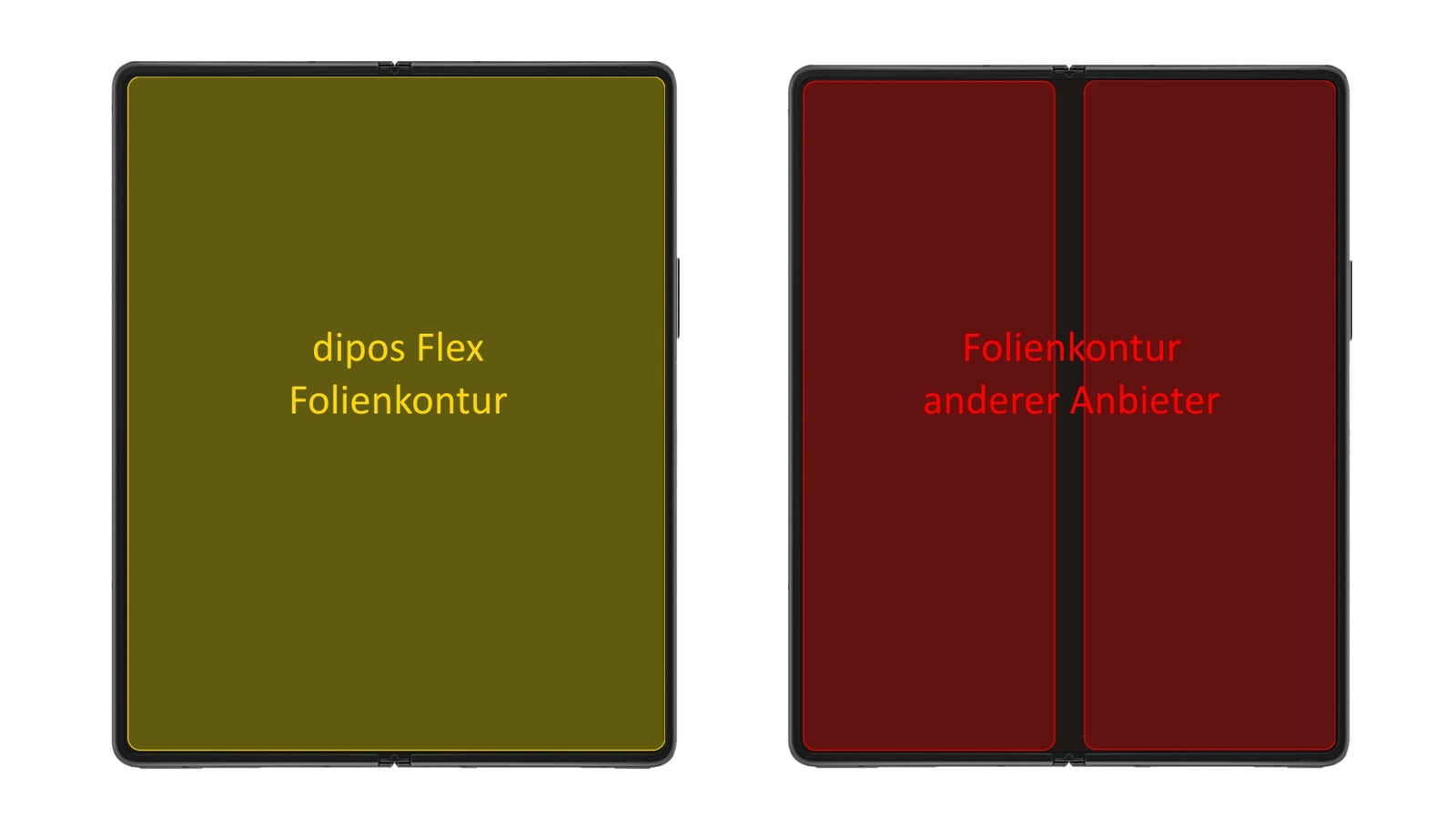 SamsungGalaxy Z Fold 3 mit aufgebrachter dipos Displayschutzfolie, glasklare Darstellung ohne Einschränkungen