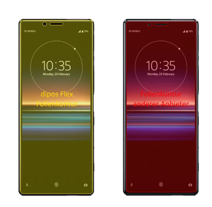 SonyXperia 1 mit aufgebrachter dipos Displayschutzfolie, glasklare Darstellung ohne Einschränkungen
