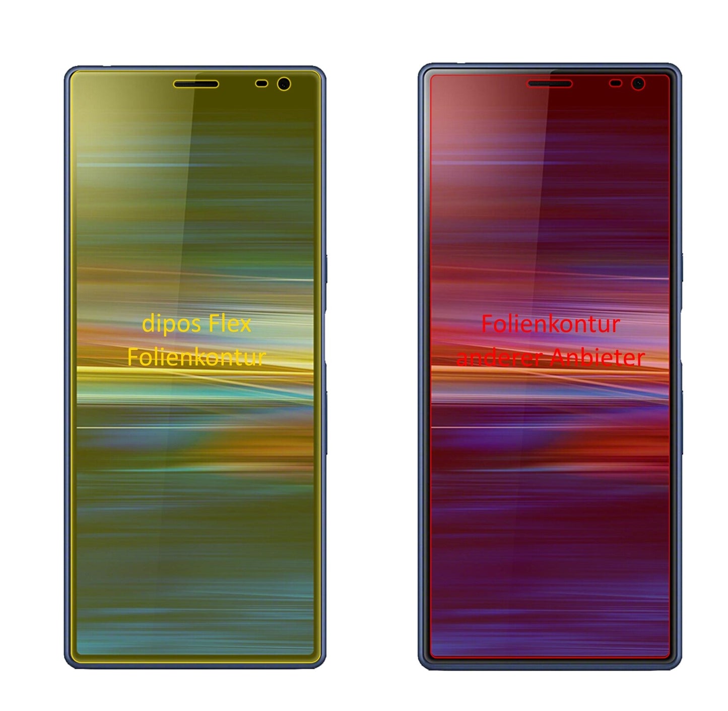 SonyXperia 10 Plus mit aufgebrachter dipos Displayschutzfolie, glasklare Darstellung ohne Einschränkungen