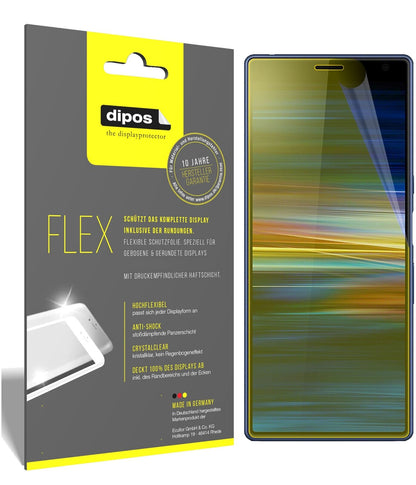 SonyXperia 10 Plus mit aufgebrachter dipos Displayschutzfolie, glasklare Darstellung ohne Einschränkungen