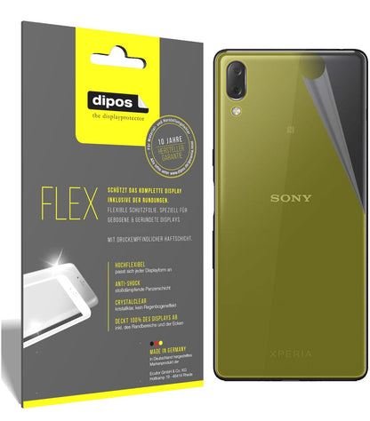 SonyXperia L3 Rückseite mit aufgebrachter dipos Displayschutzfolie, glasklare Darstellung ohne Einschränkungen