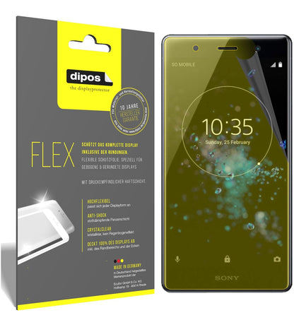 SonyXperia XZ2 Premium mit aufgebrachter dipos Displayschutzfolie, glasklare Darstellung ohne Einschränkungen