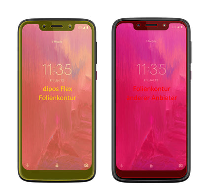 T-MobileRevvlry mit aufgebrachter dipos Displayschutzfolie, glasklare Darstellung ohne Einschränkungen