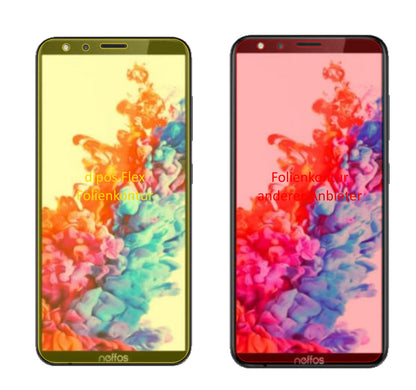 TP-LinkNeffos C7 Lite mit aufgebrachter dipos Displayschutzfolie, glasklare Darstellung ohne Einschränkungen