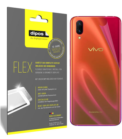 VivoX23 Symphony Rückseite mit aufgebrachter dipos Displayschutzfolie, glasklare Darstellung ohne Einschränkungen