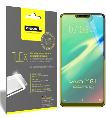 VivoY81 mit aufgebrachter dipos Displayschutzfolie, glasklare Darstellung ohne Einschränkungen