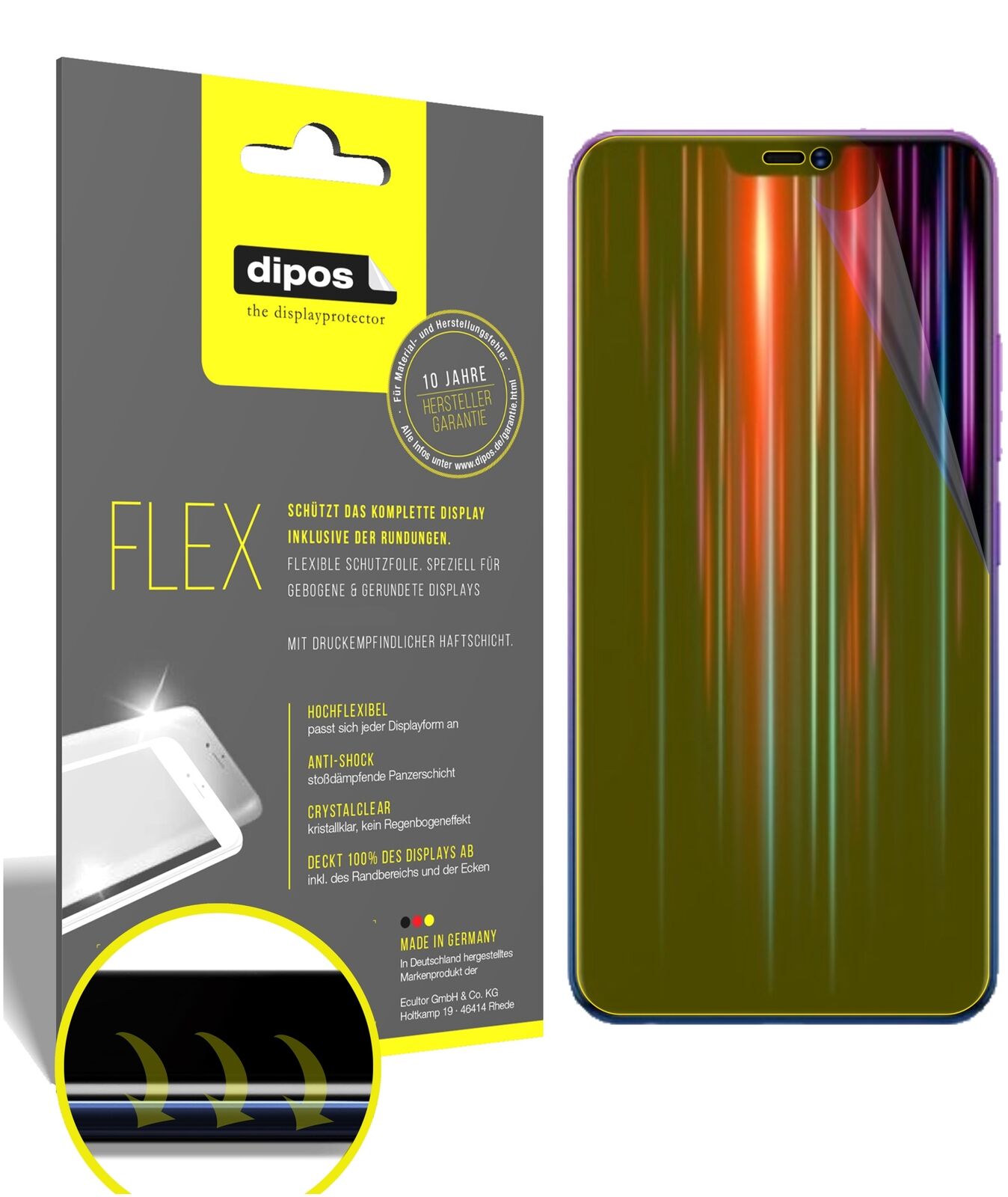 VivoZ1 Lite mit aufgebrachter dipos Displayschutzfolie, glasklare Darstellung ohne Einschränkungen