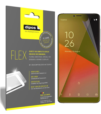 VodafoneSmart X9 mit aufgebrachter dipos Displayschutzfolie, glasklare Darstellung ohne Einschränkungen