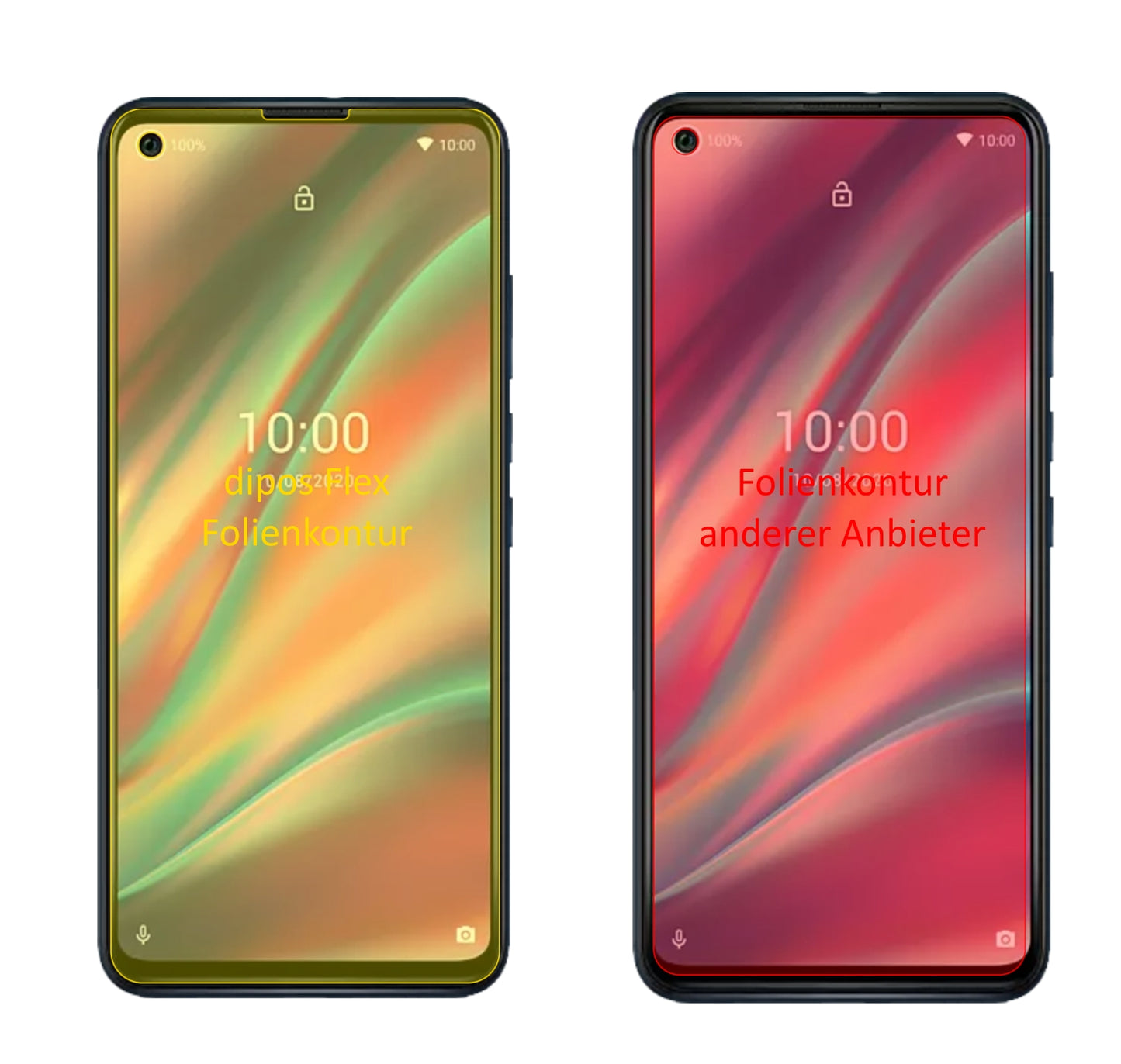WikoView5 Plus mit aufgebrachter dipos Displayschutzfolie, glasklare Darstellung ohne Einschränkungen