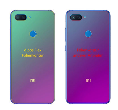 XiaomiMi 8 Lite Rückseite mit aufgebrachter dipos Displayschutzfolie, glasklare Darstellung ohne Einschränkungen