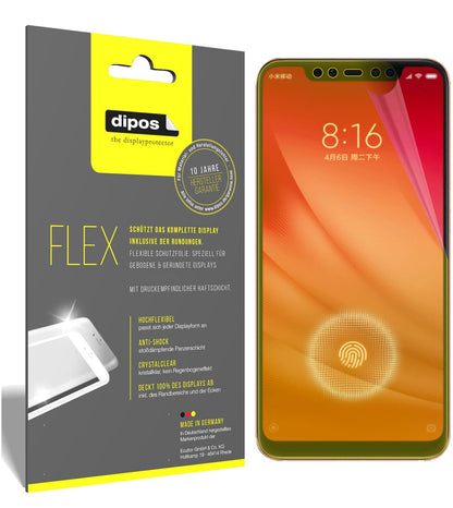 XiaomiMi 8 Pro mit aufgebrachter dipos Displayschutzfolie, glasklare Darstellung ohne Einschränkungen