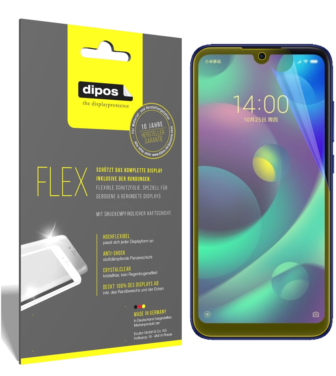 XiaomiMi Play mit aufgebrachter dipos Displayschutzfolie, glasklare Darstellung ohne Einschränkungen