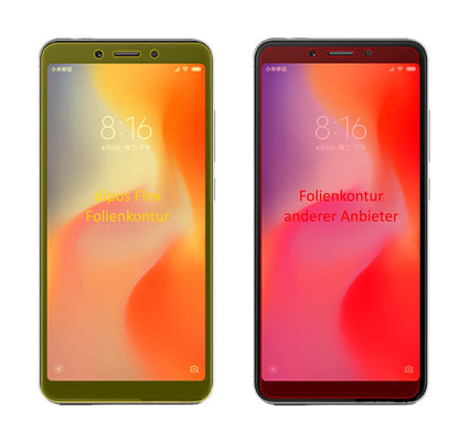 XiaomiRedmi 6 mit aufgebrachter dipos Displayschutzfolie, glasklare Darstellung ohne Einschränkungen